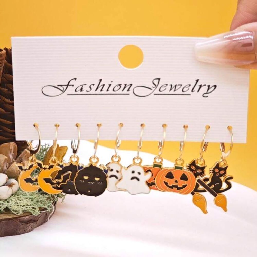 3for$20 10pcs Halloween Themed Alloy Earrings, 5 pairs